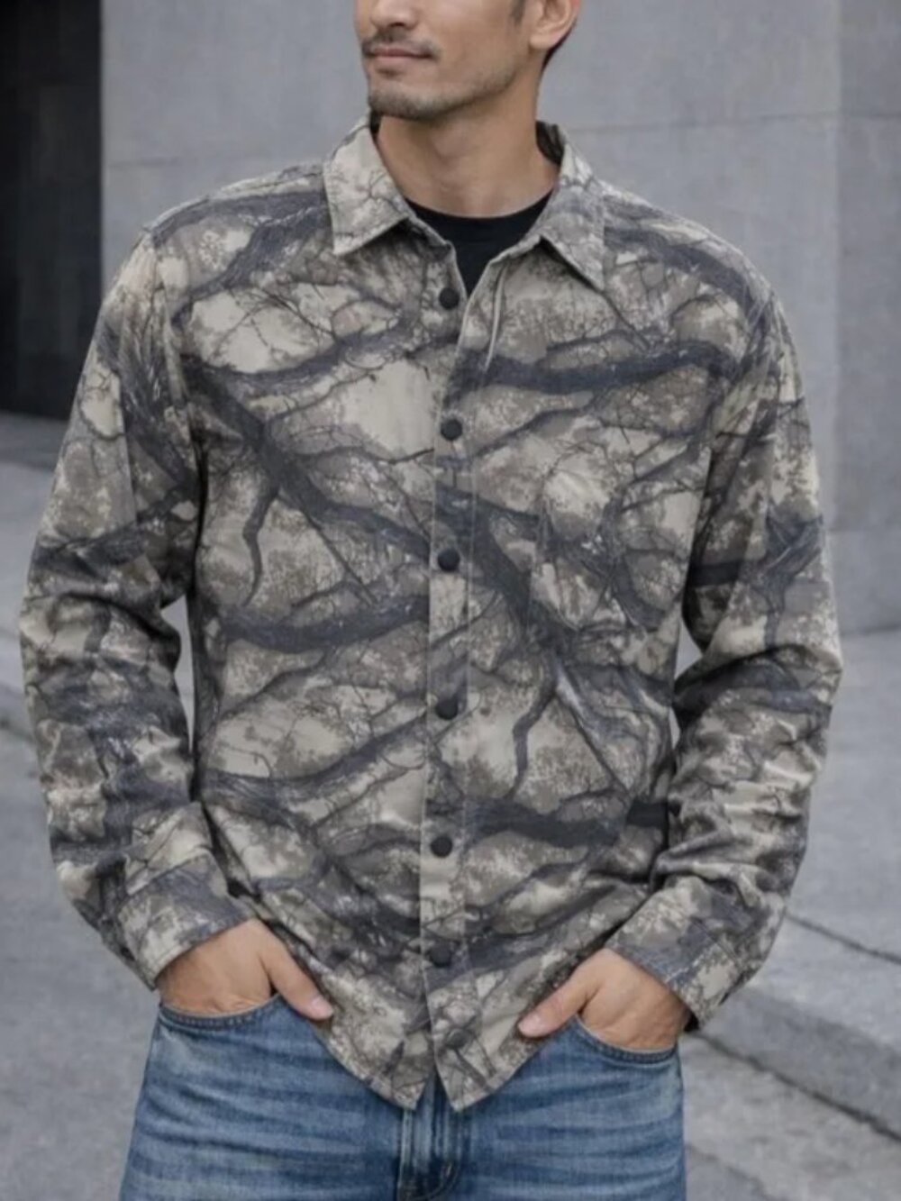 NOMAD Men's Camo Shirt Jacket L Cotton Canvas Tonal Faded Tree Hunting Shacket